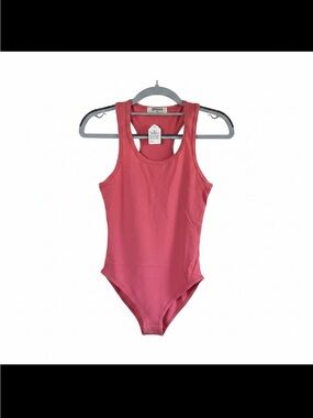 Zenana Outfitters Dusty Rose Ribbed Racerback Bodysuit